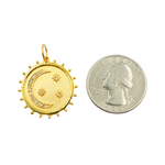 Load image into Gallery viewer, GDP17A. 14K Solid Gold with Diamonds Circle Shape Charm with Moon and Star in the Center