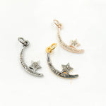 Load image into Gallery viewer, Diamond Sterling Silver Moon and Star Pendant