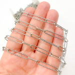 Load image into Gallery viewer, V3OX. Oxidized Sterling Silver Paperclip Diamond Cut and Smooth Links Chain