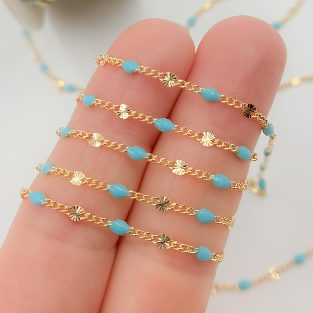 Shop now Gold Filled Turquoise Color Enamel Marina Link Chain