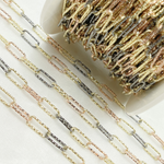 Load image into Gallery viewer, Sterling Silver Tri-Color Diamond Cut Paperclip Chains