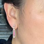 Load image into Gallery viewer, EFJ52125RU. 14k Solid Gold Diamond and Ruby Dangle Earrings