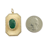 Load image into Gallery viewer, KG151. 14K Solid Gold Rectangular Shape Charm with Emerald Stone in the center