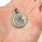 Load image into Gallery viewer, Sterling Silver Moon & Star Round Pendant