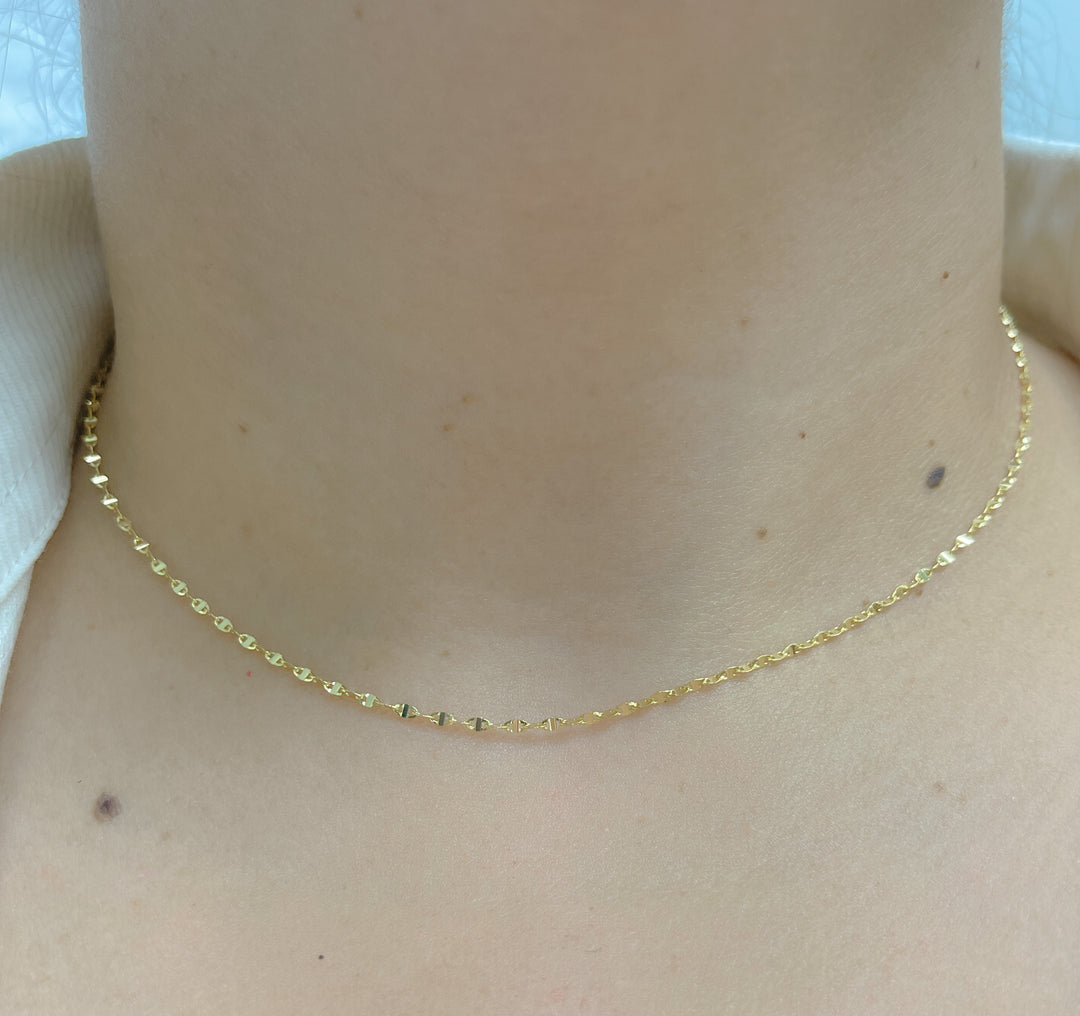 14K Solid Gold Marina Link Chain