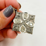 Load image into Gallery viewer, DP461. Diamond Sterling Silver Square Flower Pendant with Polki Diamonds