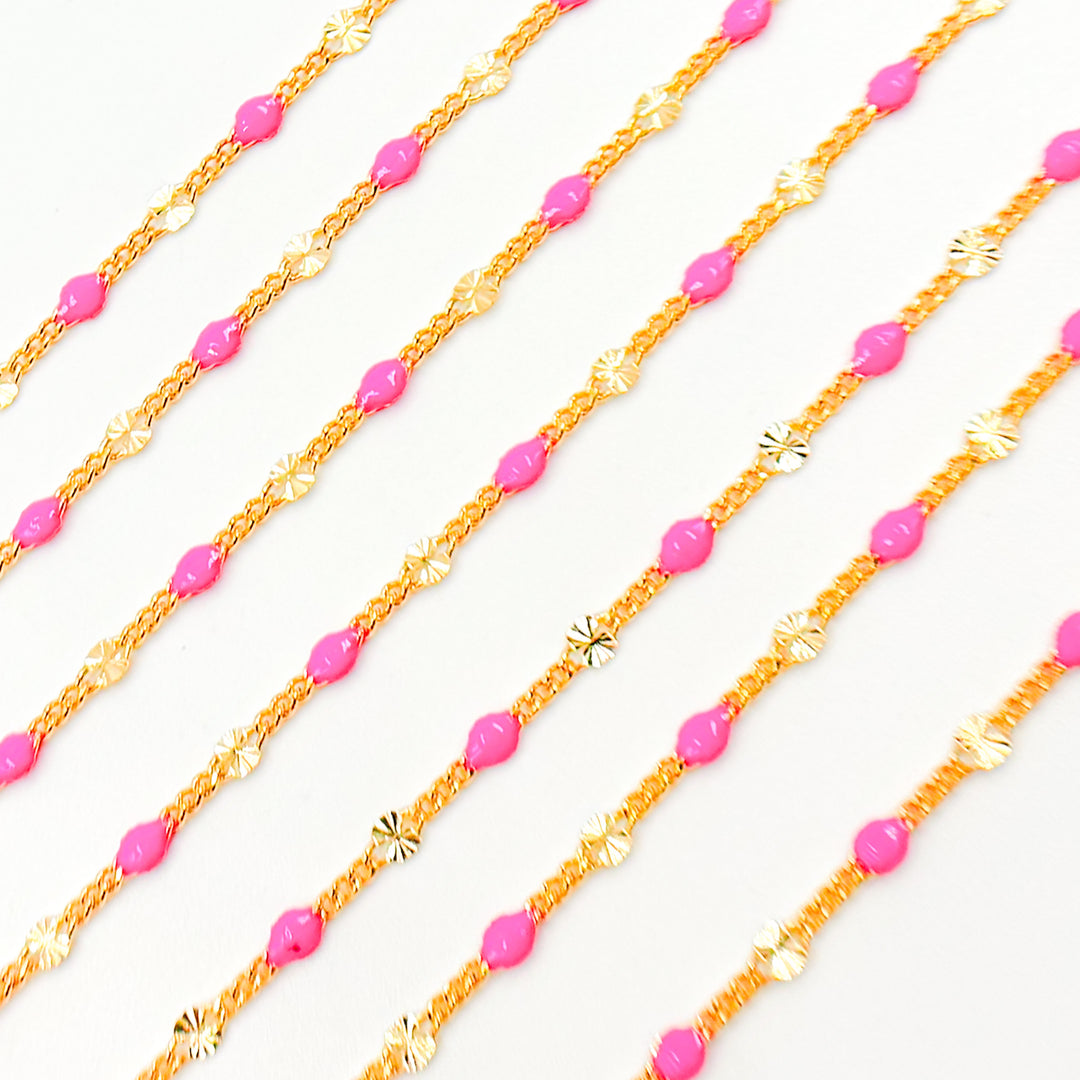 Buy Now Gold Pink Color Enamel Marina Link Chain