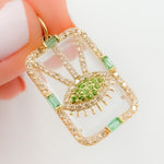 Load image into Gallery viewer, Shop Now 14K Gold Rectangle Evil Eye Pendant
