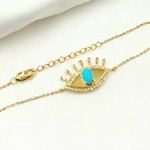 Load image into Gallery viewer, CB96325. 14k Solid Gold Diamond and Gemstone Eye Bracelet