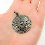 Load image into Gallery viewer, DP272. Diamond Sterling Silver Round Star Pendant with Gemstone
