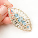 Load image into Gallery viewer, DP208. Diamond Sterling Silver Leaf Shape Pendant with Gemstone