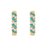 Load image into Gallery viewer, EHF56872TQ. 14K Solid Gold Diamond and Turquoise Hoops
