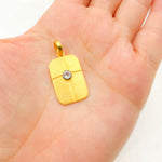 Load image into Gallery viewer, Sterling Silver Rectangle Pendant with Gemstone