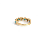 Load image into Gallery viewer, 14k Solid Gold Diamond and Turquoise Heart Ring.