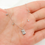 Load image into Gallery viewer, NT401844. 14k Solid Gold Diamond Baguette Dangle Necklace