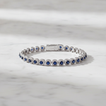 Load image into Gallery viewer, CB97418BS3. 14K White Solid Gold Diamond and Blue Sapphire Fancy Bracelet