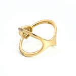 Load image into Gallery viewer, 14K Solid Gold Diamond Cross Heart Ring.