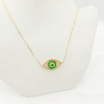 Load image into Gallery viewer, CN96322EM. 14K Solid Gold Diamond and Emerald Eye Necklace