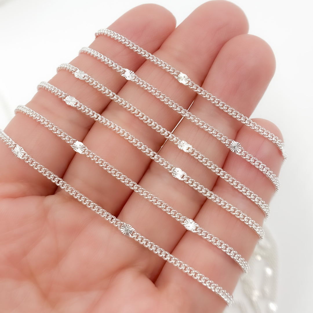 Shop now Sterling Silver Curb and Diamond Cut Link Chain