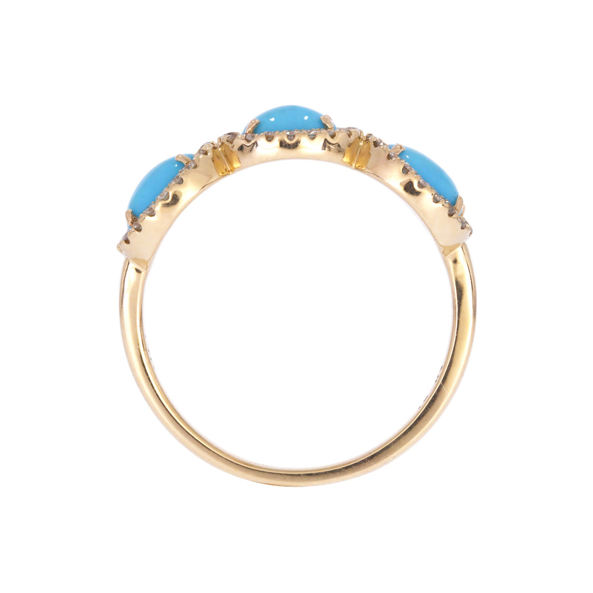 CR97069TQ6X4. 14k Solid Gold Diamond and Turquoise Ring