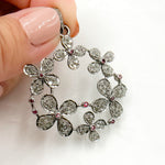 Load image into Gallery viewer, DP393. Diamond Sterling Silver Flower Pendant with Gemstone