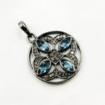Load image into Gallery viewer, DP194. Diamond Sterling Silver Round Pendant with Gemstone
