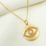 Load image into Gallery viewer, 14K Solid Gold Diamonds Circle Shape Evil Eye Charm. GDP66