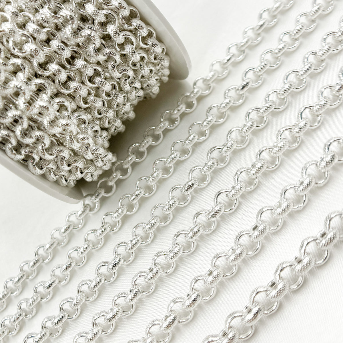 Sterling Silver Textured Rolo Chains