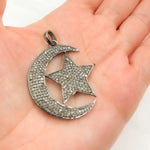 Load image into Gallery viewer, DP111. Diamond Sterling Silver Moon & Star Pendant