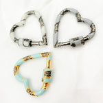 Load image into Gallery viewer, Shop Now Diamond Sterling Silver Heart Enamel Carabiner Clasps