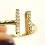 Load image into Gallery viewer, 14K Solid Yellow Gold Bars Diamond Ring.