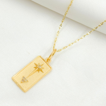 Load image into Gallery viewer, GDP623. 14K Solid Gold Diamond Rectangle Shape Charm with Star and Triangle in the Center