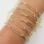 Load image into Gallery viewer, V3GS1. Sterling Silver Smooth and Gold Plated Diamond Cut Paperclip Chain