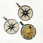 Load image into Gallery viewer, DP721. Diamond Sterling Silver Round Star Pendant with Gemstone