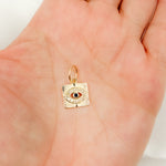 Load image into Gallery viewer, Gold Diamond Rectangle Eye Charm with Gemstone