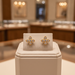 Load image into Gallery viewer, ER413630Y. 14k Solid Gold Diamond Flower Stud Earrings