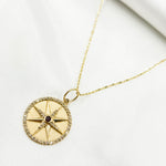 Load image into Gallery viewer, GDP498. 14K Solid Gold Diamonds and Ruby Circle Star Charm