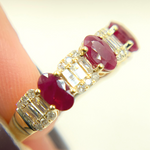 Load image into Gallery viewer, 14K Solid Yellow Gold width Half Diamond and Ruby Band Ring.