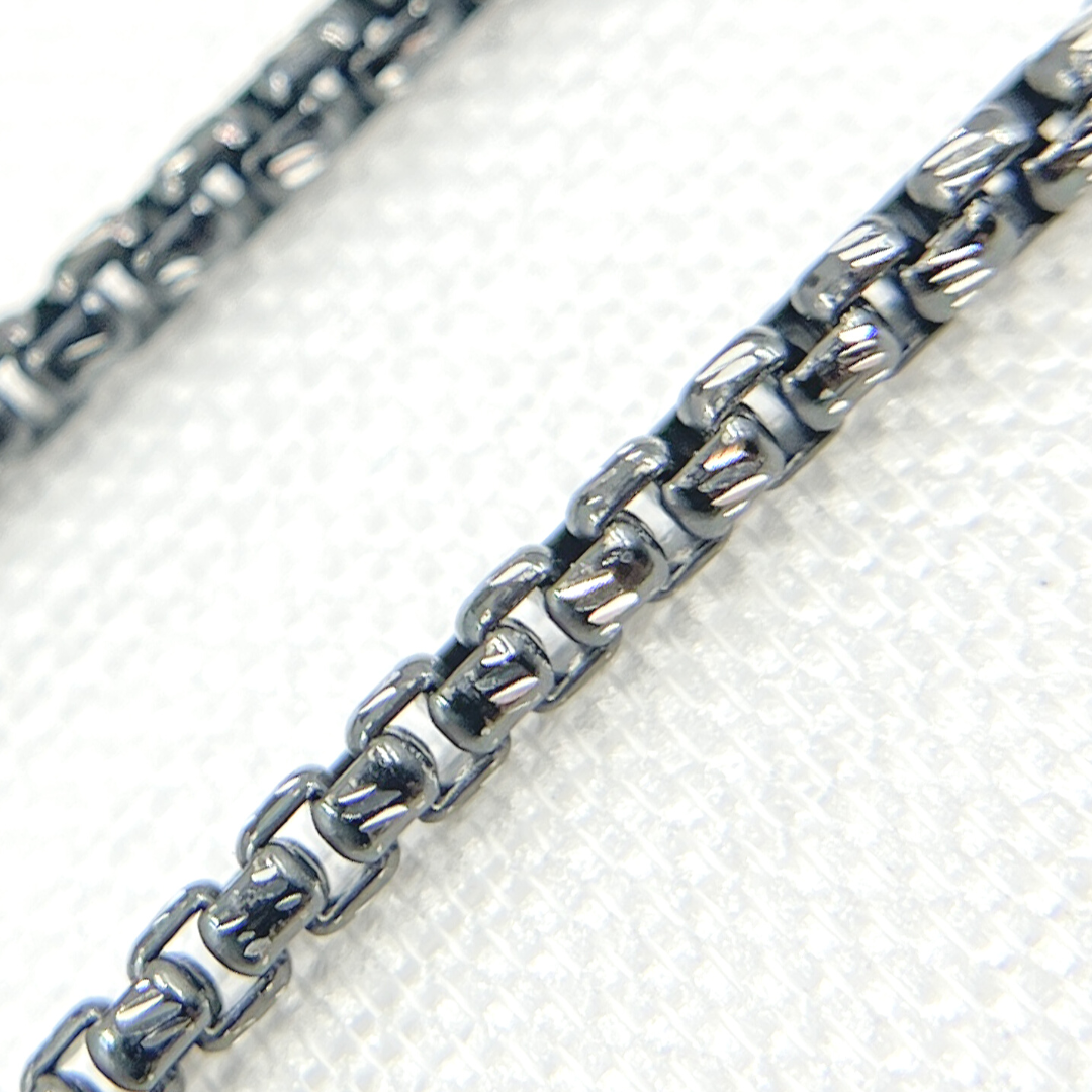 Black Rhodium & White Sterling Silver Diamond Cut Box Chain