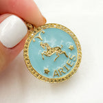 Load image into Gallery viewer, Sterling Silver Aries Zodiac Enamel Pendant