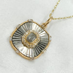 Load image into Gallery viewer, KSG51. 14k Solid Gold Sterling Silver Diamond Square Charm