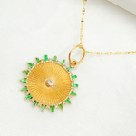 Load image into Gallery viewer, 14K Solid Gold Diamond Circle Charm with Gemstone. GDP449