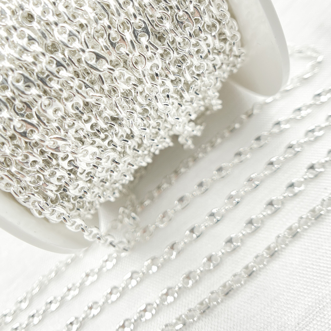 V174SS. Sterling Silver Marina and Cable Link Chain