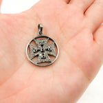 Load image into Gallery viewer, DP453. Diamond Sterling Silver Round Cross Pendant with Gemstone