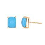 Load image into Gallery viewer, Shop 14K Solid Yellow Gold Turquoise Rectangle Stud Earring