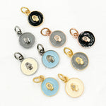 Load image into Gallery viewer, Diamond Sterling Silver Round Hamsa Enamel Charm