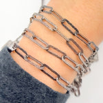 Load image into Gallery viewer, Sterling Silver Hammered Paperclip Link Chain