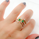 Load image into Gallery viewer, 14k Solid Gold Diamond and Emerald Ring.