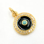 Load image into Gallery viewer, Silver Round Enamel Charm with Gemstone