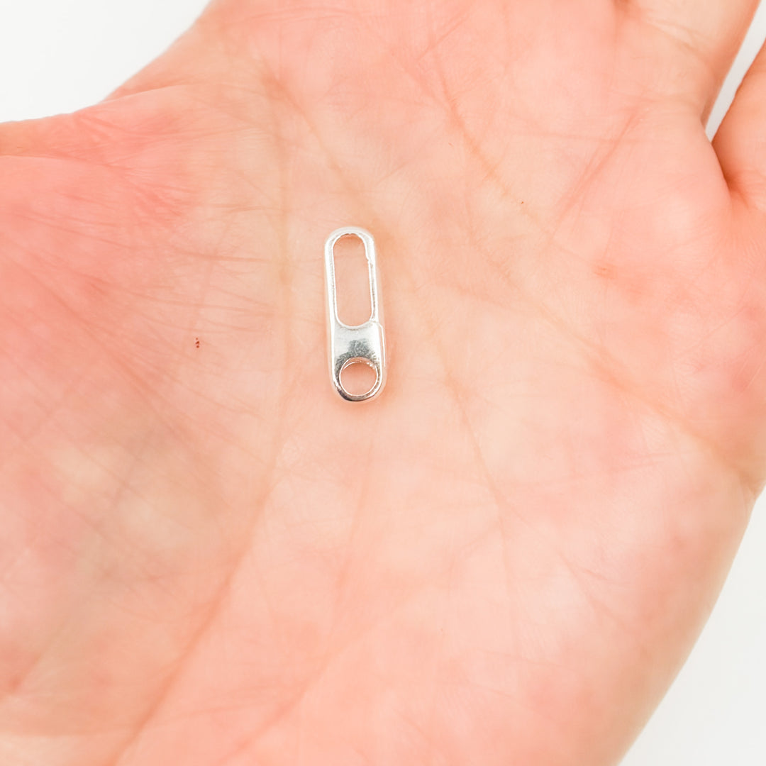 15MM White Sterling Silver Oval Clasp